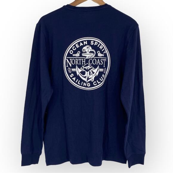 CLUB ROOM NWT Men's Graphic Long Sleeve T Shirt Navy Blue Size Medium Casual - Picture 1 of 6